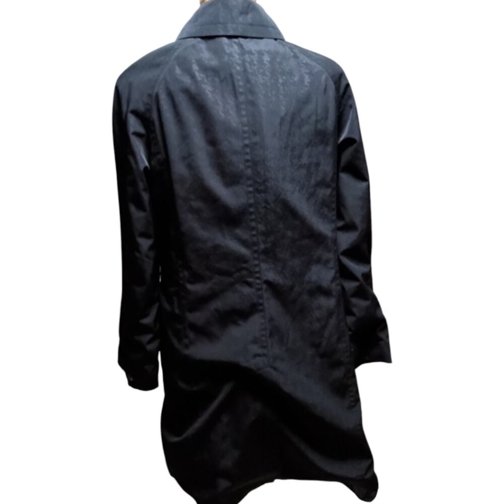 London Fog Black Houndstooth Belted Trench Coat Size M - Picture 3 of 6